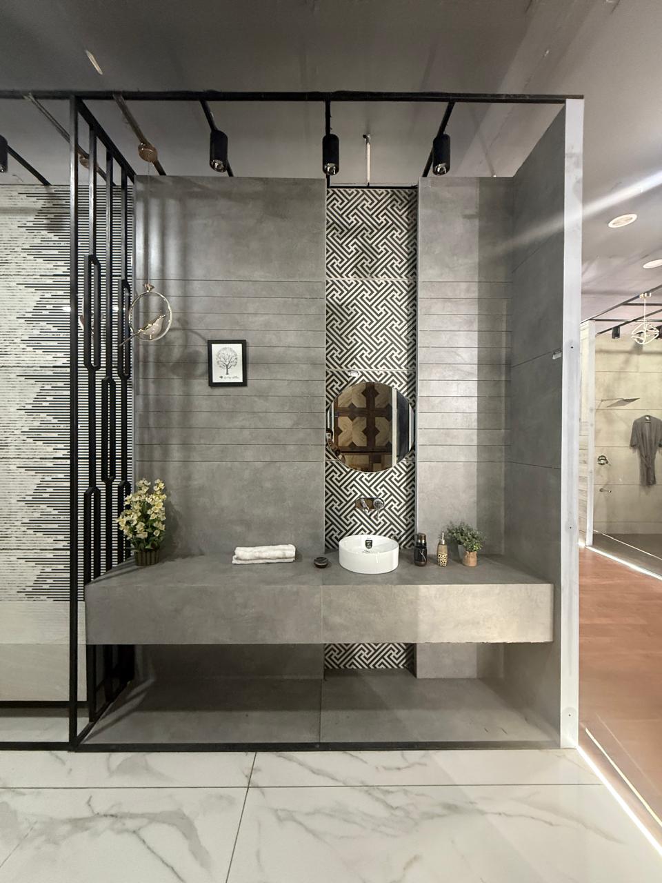 Concrete style vanity setup