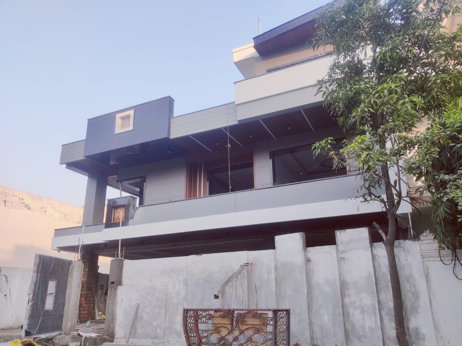 Wide residential front facade